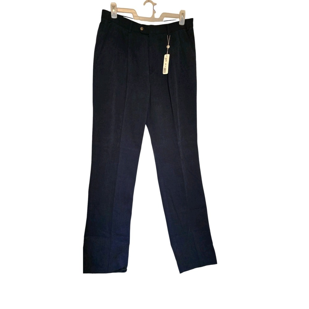 New retro Hickey Freeman Pleated Dress Thick Corduroy Pants Size 36x36 Navy‎ - Picture 3 of 10